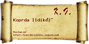 Koprda Ildikó névjegykártya